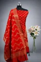 Semi Banarasi Katan Silk Unstitched Suit With Silk Border Jaal Dupatta