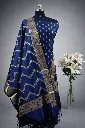 Semi Banarasi Katan Silk Unstitched Suit With Silk Border Jaal Dupatta